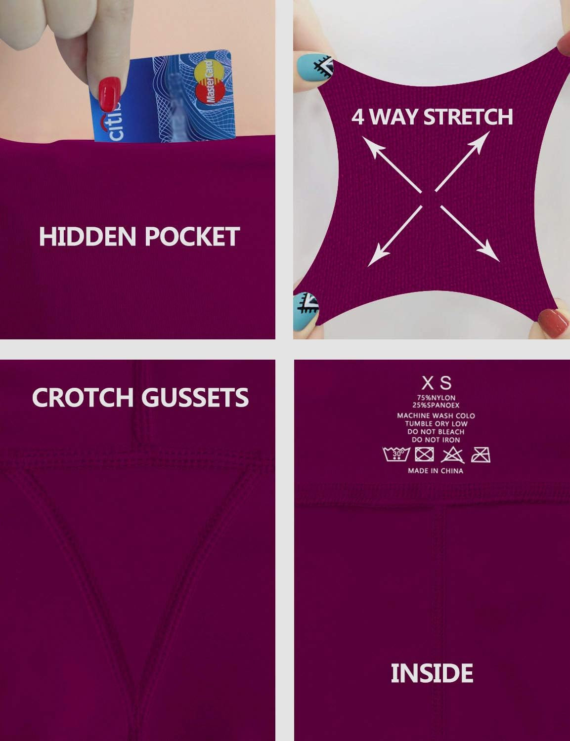 19" Basic/Out Pockets High Waist Yoga Pants Women Workout Running Leggings Tummy Control