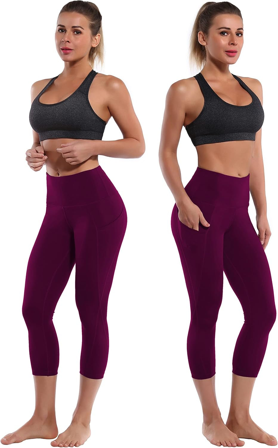 19" Basic/Out Pockets High Waist Yoga Pants Women Workout Running Leggings Tummy Control
