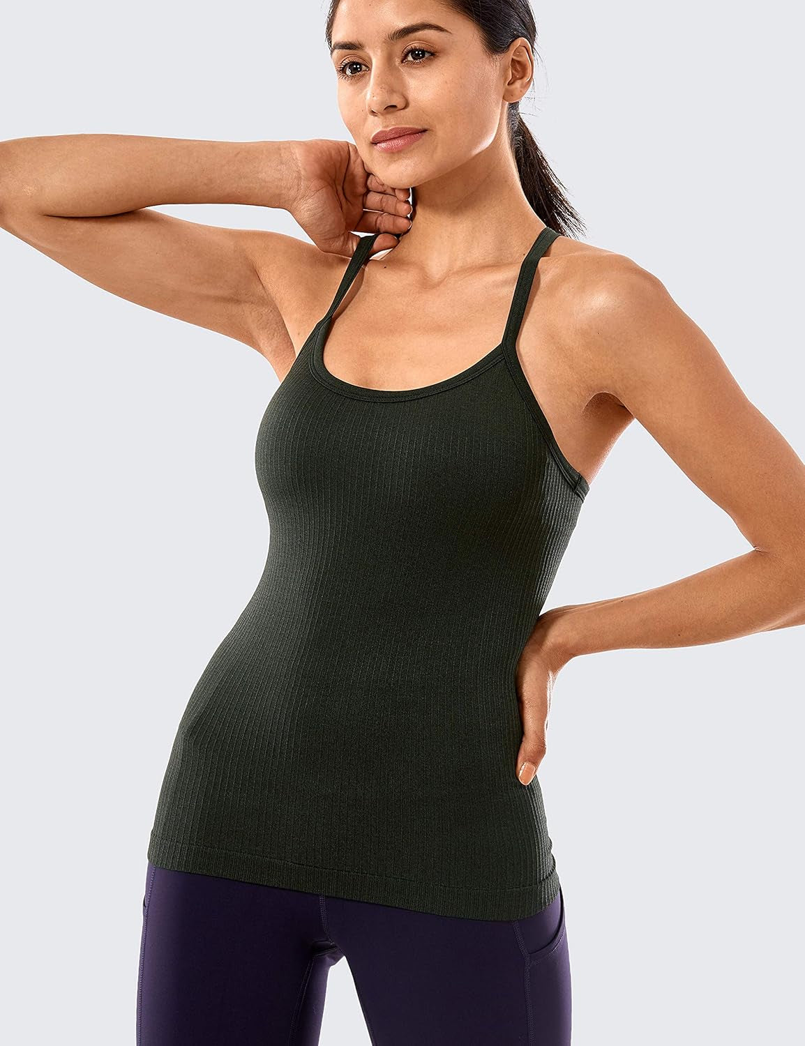 Let’s Sweat It Out Seamless Workout Tank – Athletic Racerback with Bra