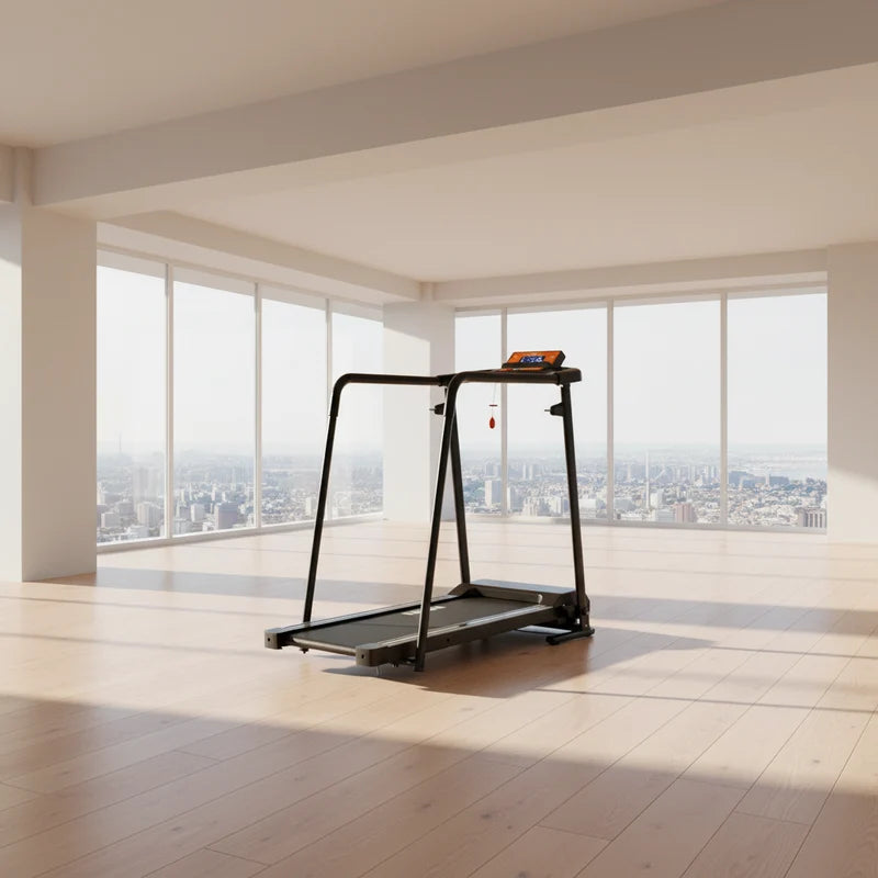 Let’s Sweat It Out compact black treadmill