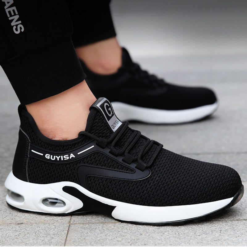 Let's Sweat It Out Black Sneakers Men Work Safety Shoes Lightweight Breathable For Gym Travel Work Casual Tennis Running Shoes