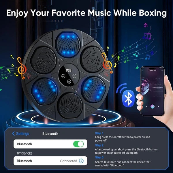 Let's Sweat It Out Music Boxing Machine For Adults,Wall Mounted Smart Bluetooth Musical Boxing Machine, Boxing Target Workout Equipment With Boxing Gloves,for Home, Gym, Office