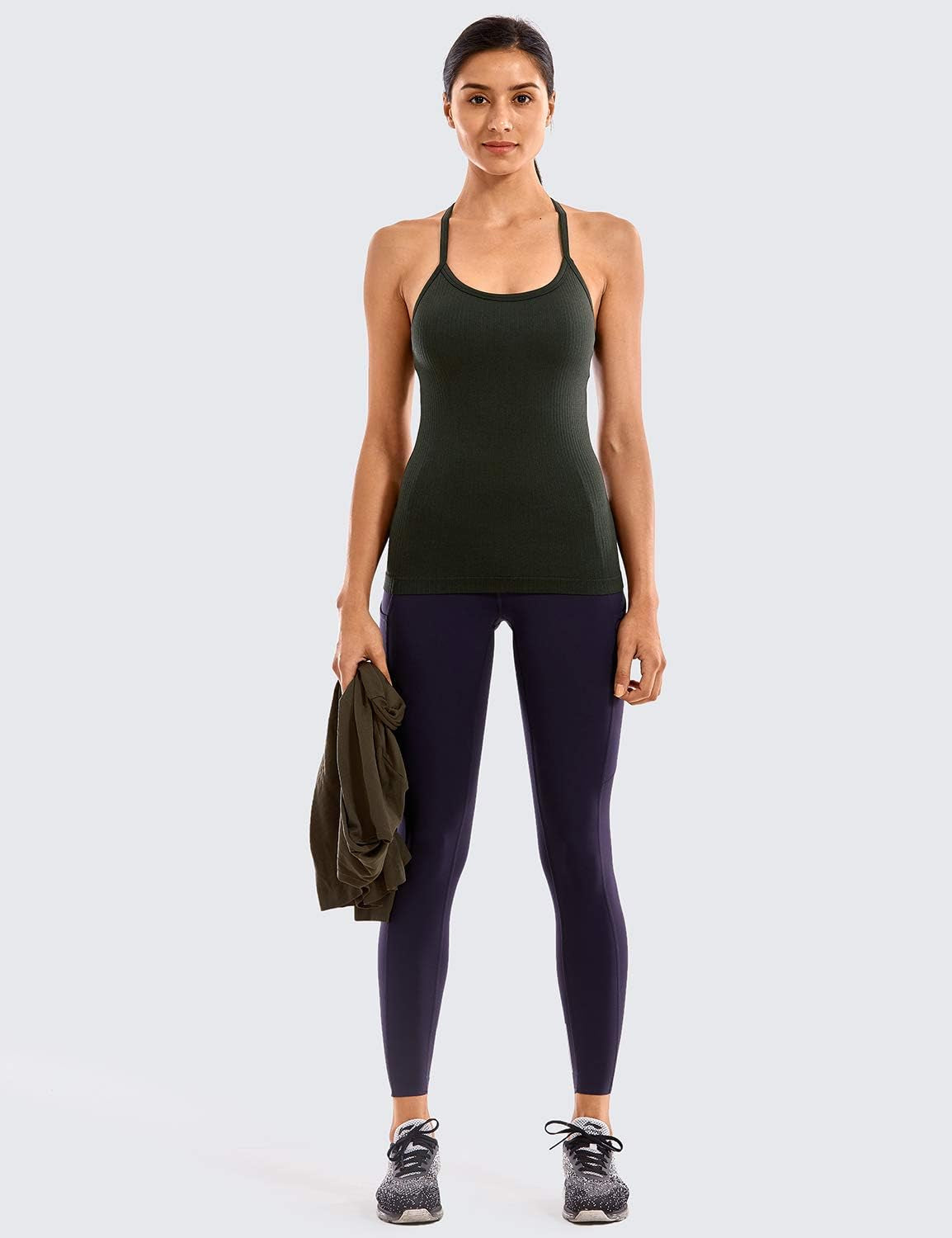 Let’s Sweat It Out Seamless Workout Tank – Athletic Racerback with Bra