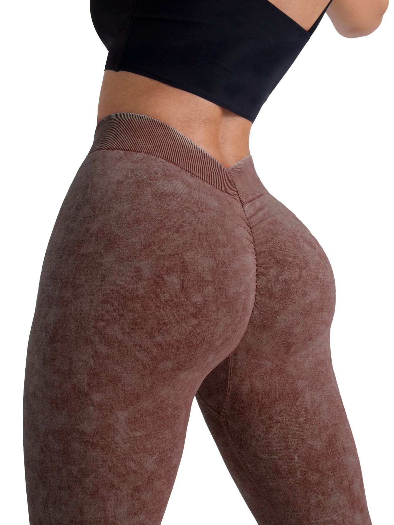 Let's Sweat It Out V Back Scrunch Butt Workout Leggings Women Seamless Gym Yoga Leggings High Waist