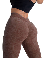 Let's Sweat It Out V Back Scrunch Butt Workout Leggings Women Seamless Gym Yoga Leggings High Waist