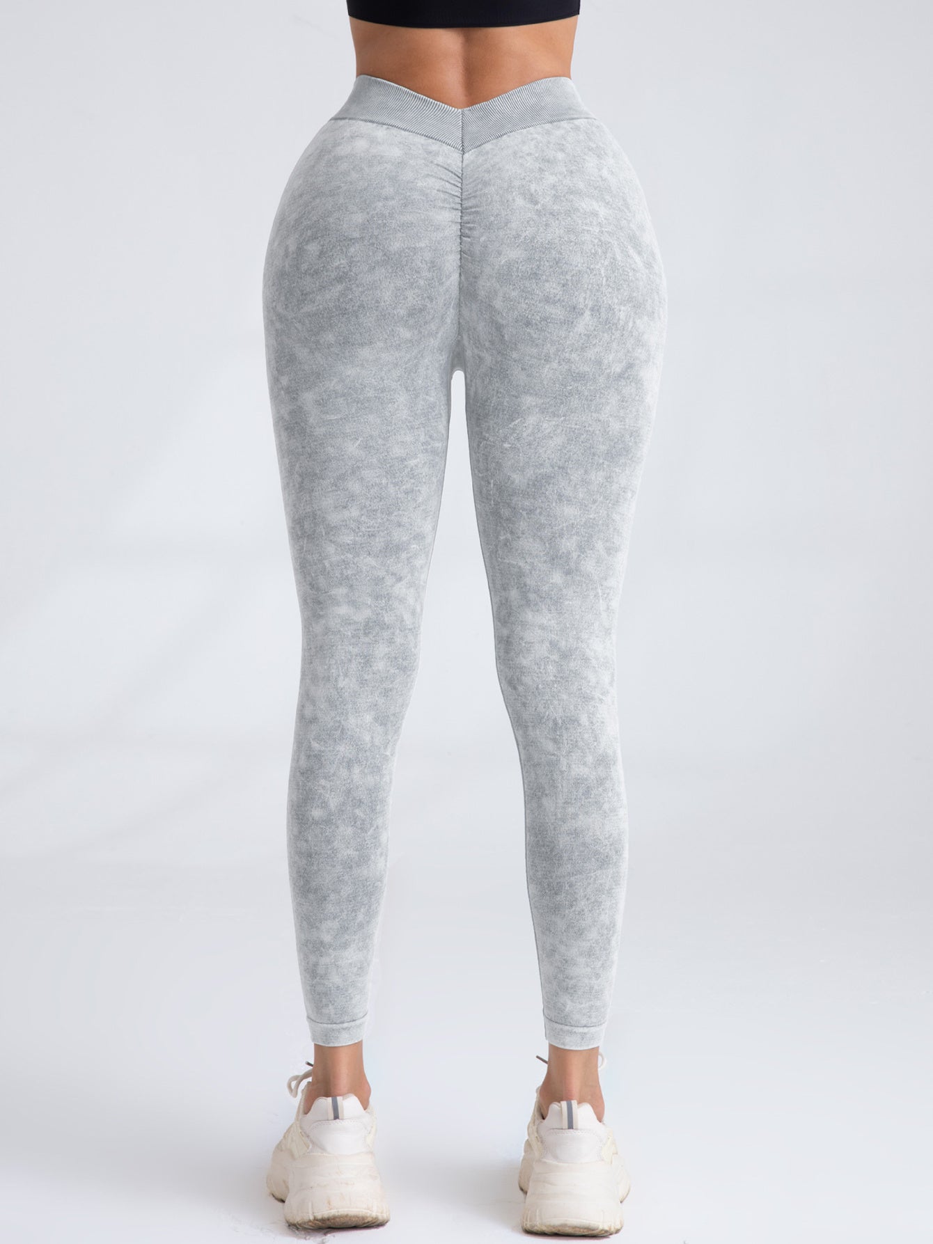 Let's Sweat It Out V Back Scrunch Butt Workout Leggings Women Seamless Gym Yoga Leggings High Waist