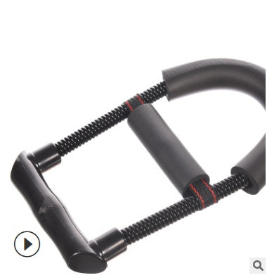 Black hand gripper with red accents on a white background