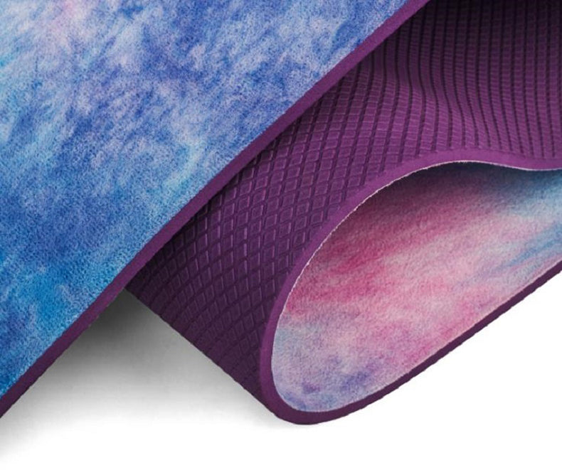 Close-up of a blue and purple textured mat