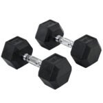Let’s Sweat It Out 2x10kg Hex Dumbbells Set Rubber Dumbbells